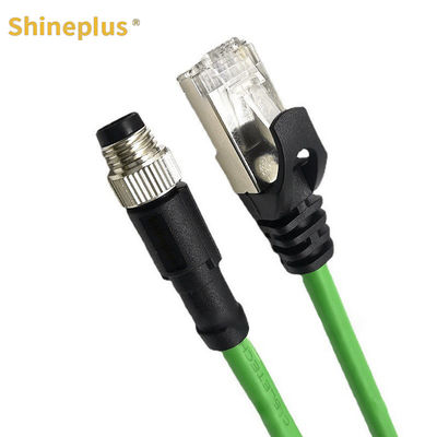 M8 To RJ45 Servo Coding Ethernet Industrial Towchain Network Cable Type D 4-Core