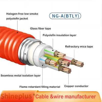 Mineral Insulated Fireproof Cable With Strong Flame Retardancy And High Temperature Resistance 3+2 Core Copper Cable